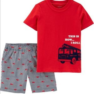 Carter’s Firetruck Tee and Shorts - 4T